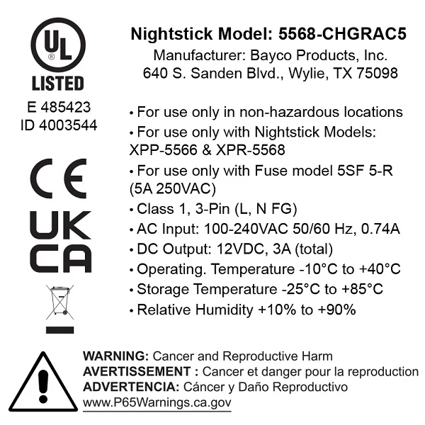 5568-CHGRAC5: 5-Bank AC Charger - Rechargeable INTRANT® Angle Lights - Image 4