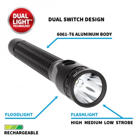 NSR-9744XLDC: Metal Full-Size Dual-Light Rechargeable Flashlight (no AC power supply) - Image 3